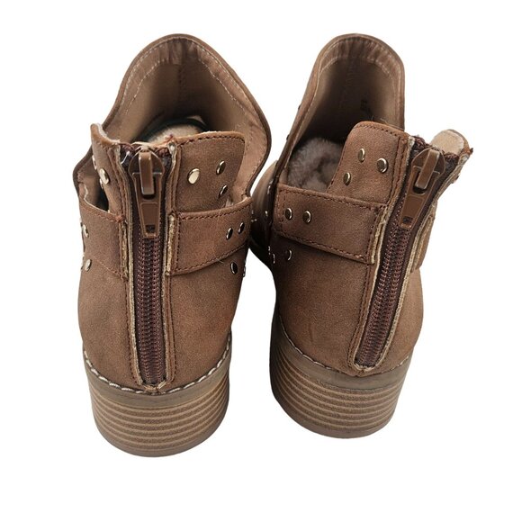 Lane Bryant Womens Brown Ankle Boots Size 9W Studded Back Zipper Block Heel - Picture 4 of 8